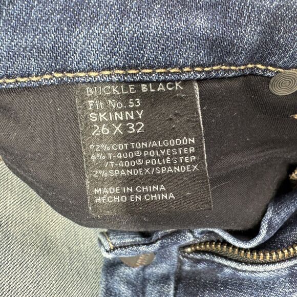 Buckle Black Jeans Women's 26x32 Blue Skinny Ankle Denim Shaping Pockets Pants - Picture 4 of 12